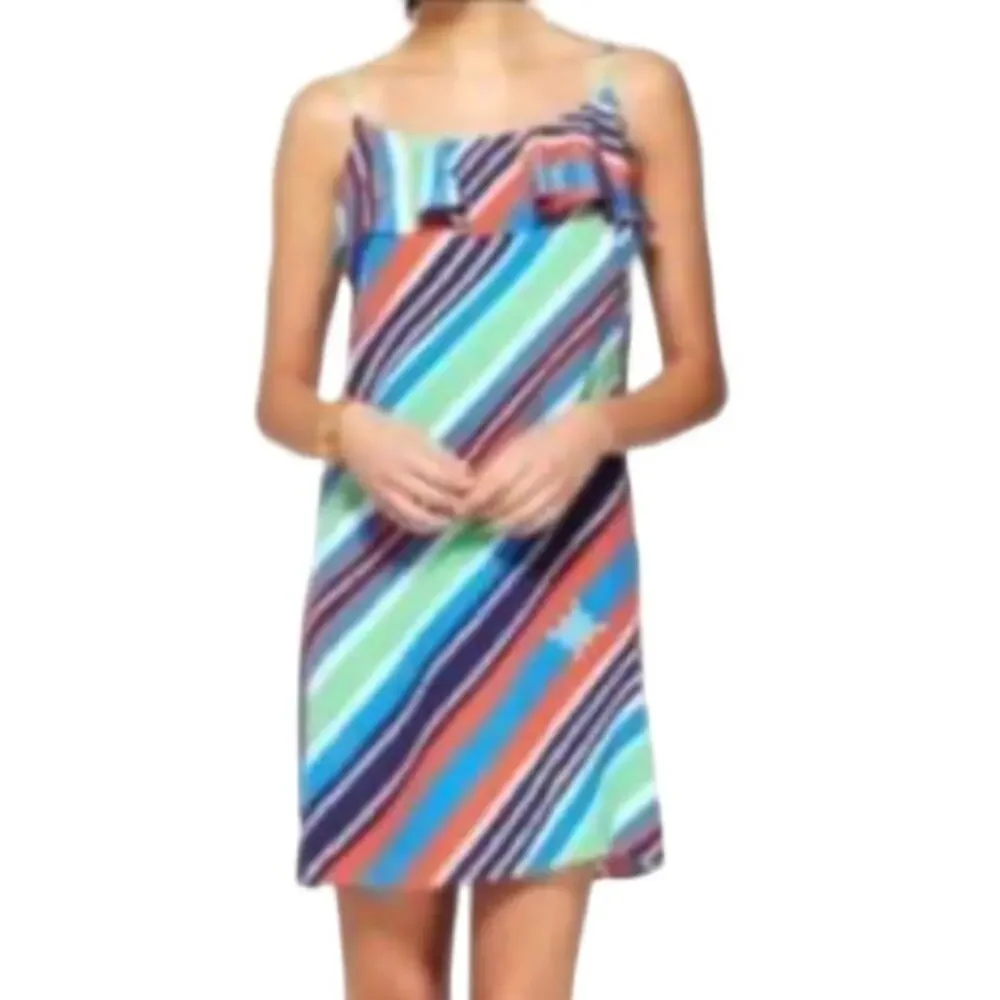 Lilly Pulitzer Laya Silk Mini Dress Small Nautical Compass Ruffle Preppy - Picture 14 of 15